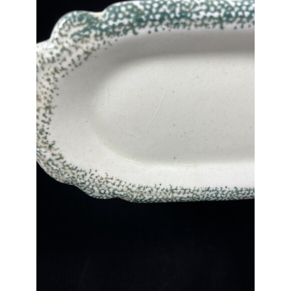 Sponge Folk Art Green Cream And Sugar Set With Tray - Picture 10 of 16